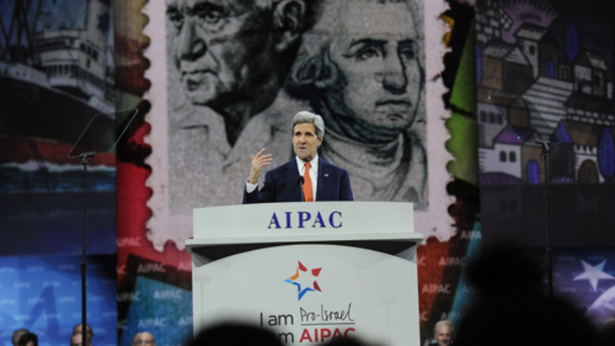 U.S. Secretary of State John Kerry addresses the American Israel Public Affairs Committee conference. Credit: AIPAC.