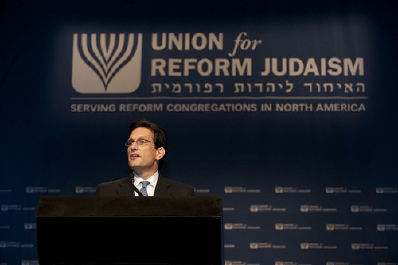 U.S. Rep. Eric Cantor (R-Va.) speaks at the 2011 Union for Reform Judaism biennial convention. Credit: Courtesy Union for Reform Judaism.