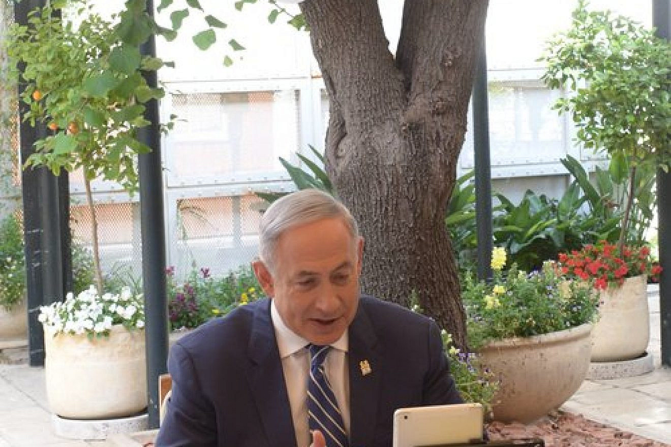 Israeli Prime Minister Benjamin Netanyahu answers questions on Twitter live at the prime minister’s residence in Jerusalem, May 12, 2016. Credit: Amos Ben Gershom/GPO.