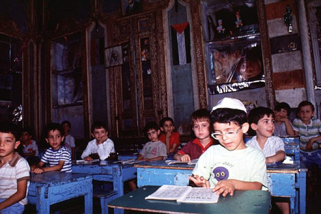 Jewish students at the Maimonides school in Damascus, Syria, on Feb. 9, 1991. During a visit to Brooklyn in 1998, Reserve Cut owner Albert Allaham decided not to return to Damascus and remained with his older brother in the New York City borough’s close-knit Syrian Jewish community. Credit: Diaspora Museum Visual Documentation Archive, Tel Aviv.