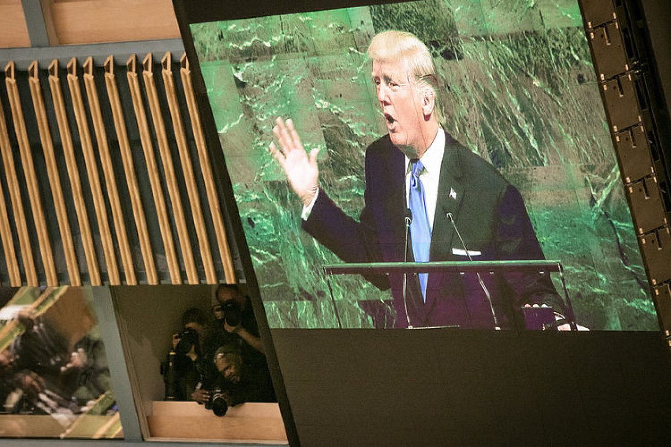 U.S. President Donald Trump addresses the U.N. General Assembly on Sept. 19, 2017. Credit: U.N. Photo/Ariana Lindquist.