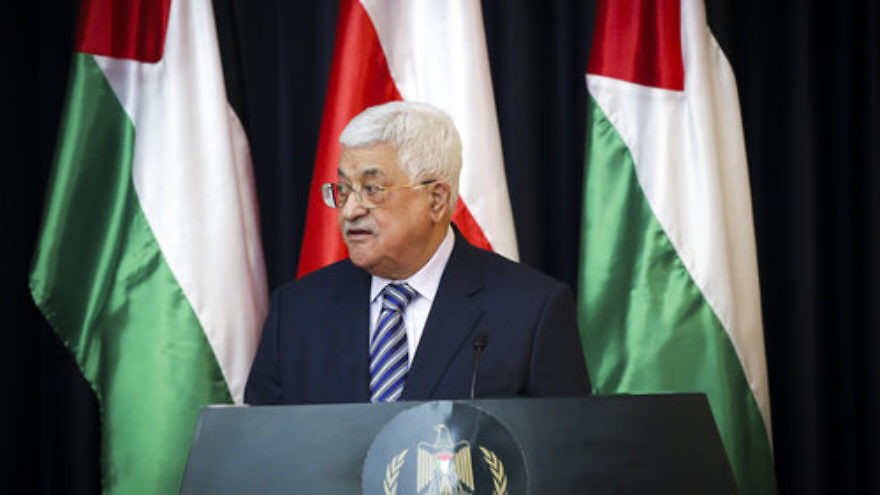 Palestinian Authority leader Mahmoud Abbas speaks in Bethlehem on Jan. 18, 2017. Credit: Wisam Hashlamoun/Flash90.