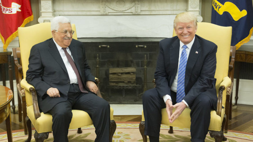Palestinian Authority President Mahmoud Abbas (left) and President Donald Trump meet at the White House on May 3, 2017. Credit: White House/Shealah Craighead.
