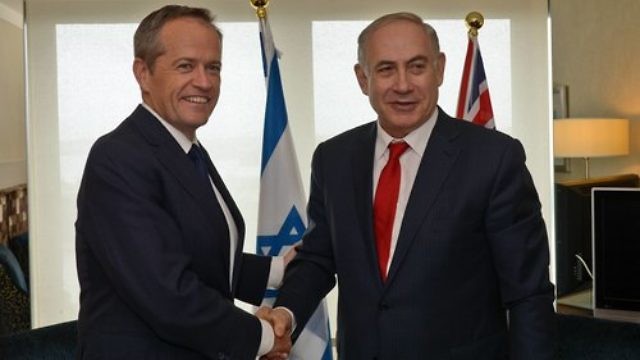 Australian Labor party leader Bill Shorten (left) meets with Prime Minister Benjamin Netanyahu during the Israeli leader’s trip to Australia, Feb. 24, 2017. Credit: Haim Zach/GPO.
