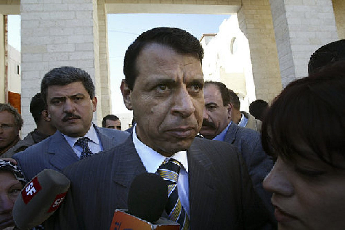 Former Palestinian Fatah Party lawmaker Mohammed Dahlan, who is viewed as a potential successor to Palestinian Authority leader Mahmoud Abbas, speaks to the media in December 2006. Photo by Michal Fattal/Flash90.