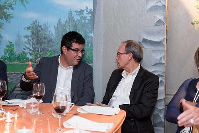 Adam Minsky, President and CEO of the UJA Federation of Greater Toronto, shares his thoughts with Israeli MK Nachman Shai  (Labor/Zionist Camp). Credit: Liora Kogan.