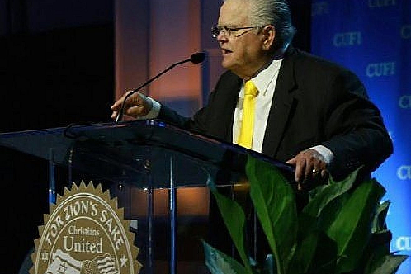 Click photo to download. Caption: Pastor John Hagee, the founder and national chairman of Christians United for Israel (CUFI), speaks at this year's CUFI Washington Summit. Credit: CUFI via Twitter.