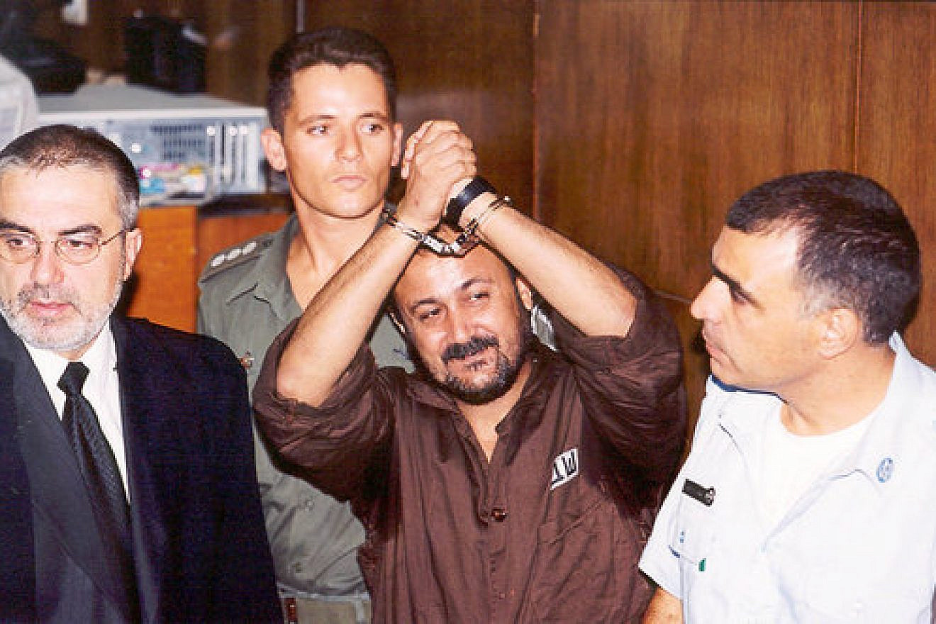 Marwan Barghouti in an Israeli court on Aug. 14, 2002. Photo by Flash90.