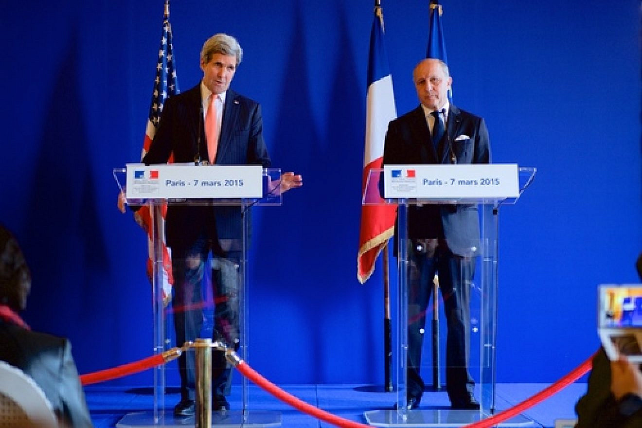 U.S. Secretary of State John Kerry addresses reporters during a joint news conference with French Foreign Minister Laurent Fabius in Paris on March 7, 2015, following a bilateral meeting focused on the nuclear negotiations with Iran and other regional issues. Credit: U.S. State Department.