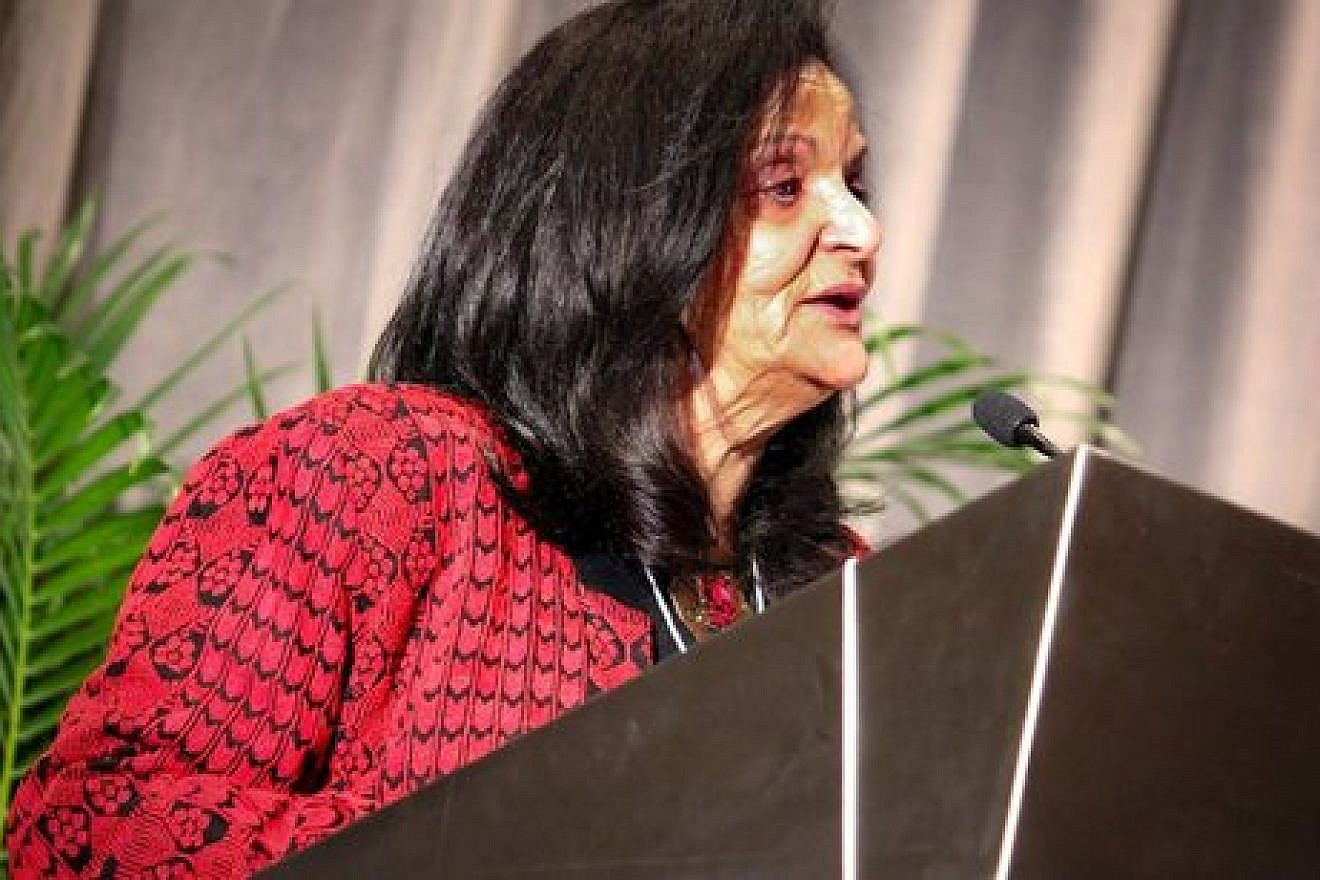 Convicted Palestinian terrorist Rasmea Odeh speaks at the recent Jewish Voice for Peace (JVP) conference in Chicago. Credit: JVP via Facebook.