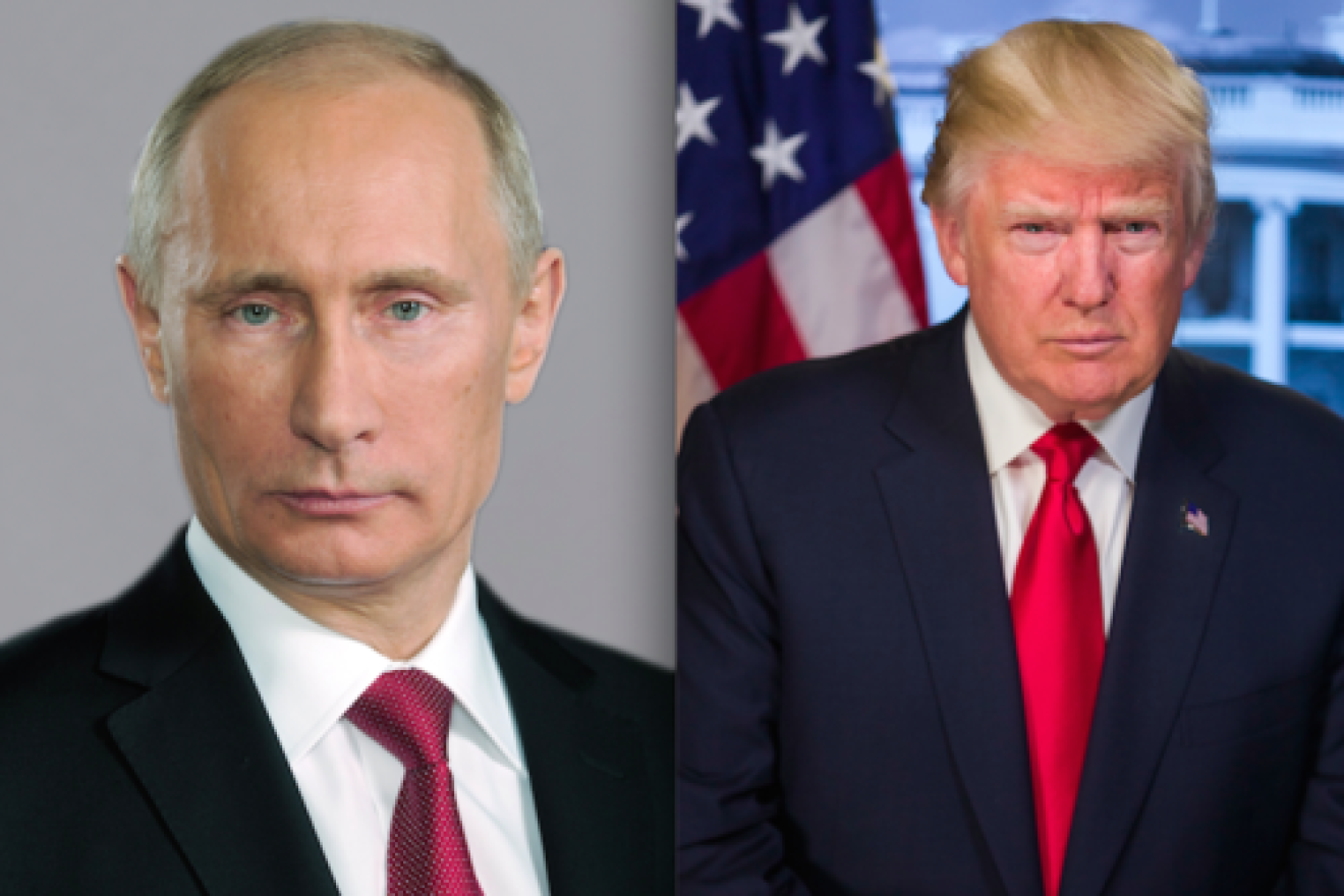 Russian President Vladimir Putin (left) and U.S. President Donald Trump. In Trump's pre-Super Bowl interview with Bill O'Reilly of Fox News, Trump reiterated his respect for Russian dictator President Vladimir Putin. When O'Reilly noted that Putin is "a killer," Trump retorted, "There are a lot of killers. You think our country's so innocent?" Credit: Kremlin.ru and White House.