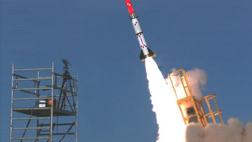 A test of Israel’s David’s Sling missile defense system in November 2012. Credit: Israeli Ministry of Defense/Flash90.