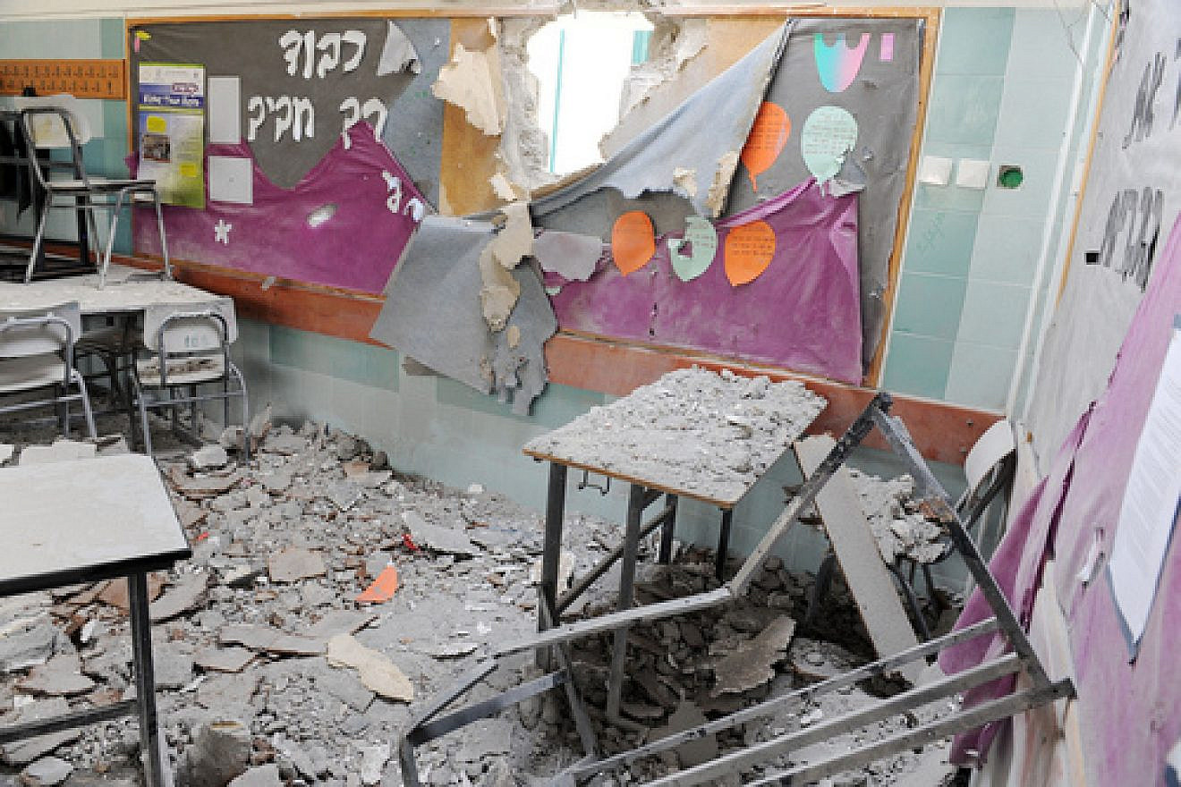 Click photo to download. Caption: A Grad rocket destroyed this kindergarten classroom in Beersheva, Israel on Dec. 31, 2008. Credit: Avi Ohayon/GPO.