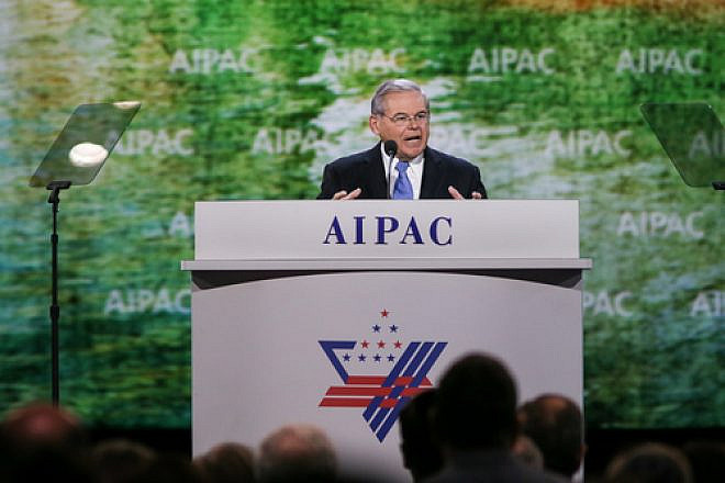 U.S. Sen. Robert Menendez (D-N.J.) speaks at the 2015 American Israel Public Affairs Committee (AIPAC) policy conference in March. Credit: AIPAC.