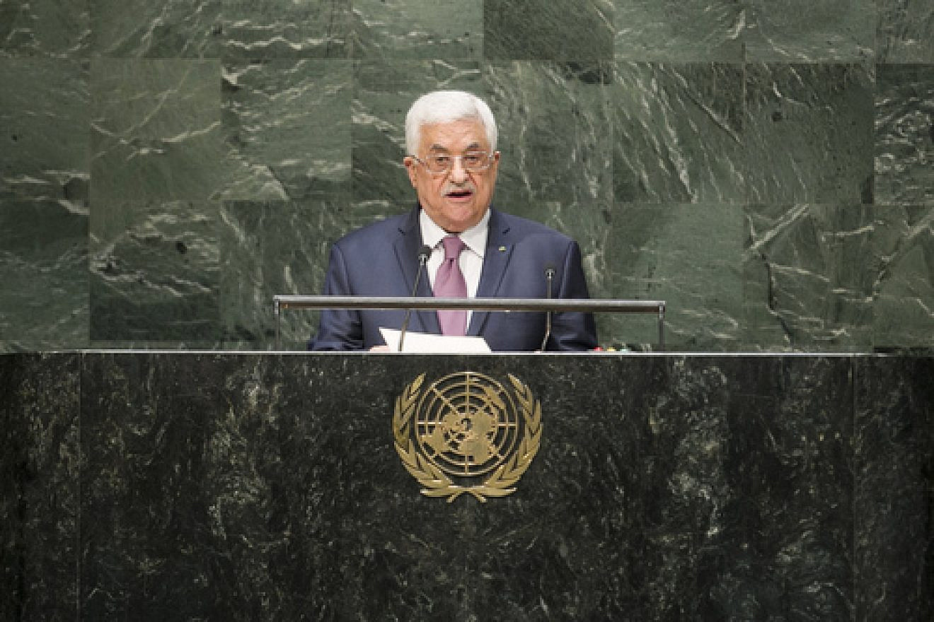 Palestinian Authority President Mahmoud Abbas addresses the U.N. General Assembly on Sept. 26. Credit: U.N. Photo/Amanda Voisard.