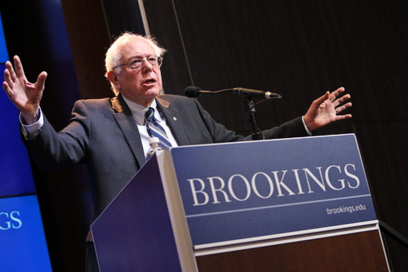 In February 2015, U.S. Sen. Bernie Sanders (I-Vt.) delivers an address on how to spur the American economy during an event hosted by the Brookings Institution. Credit: Paul Morigi Photography/Brookings Institution via Flickr.com.