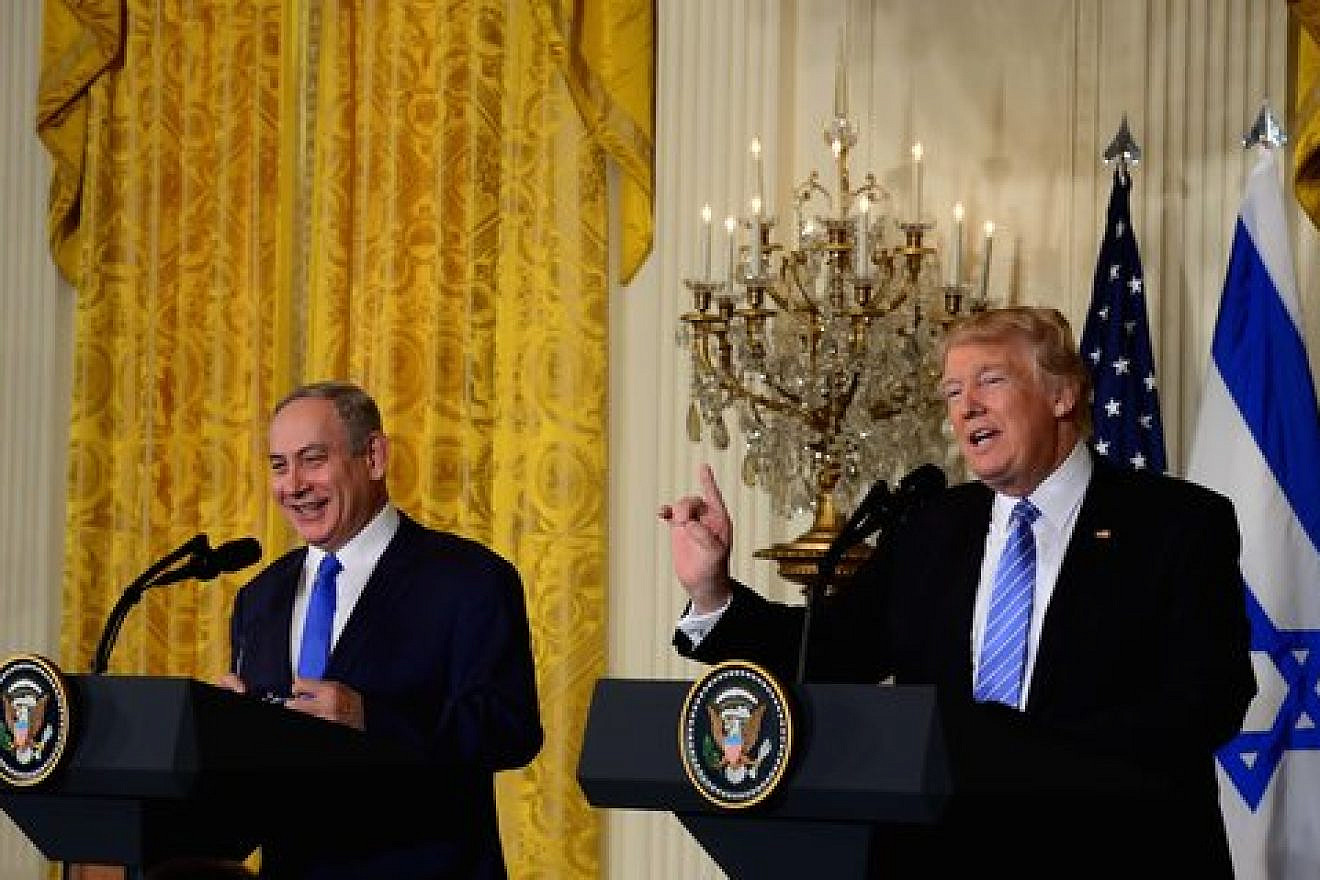 Israeli Prime Minister Benjamin Netanyahu and U.S. President Donald Trump hold a joint press conference at the White House Feb. 15, 2017. Credit: Avi Ohayon/GPO.