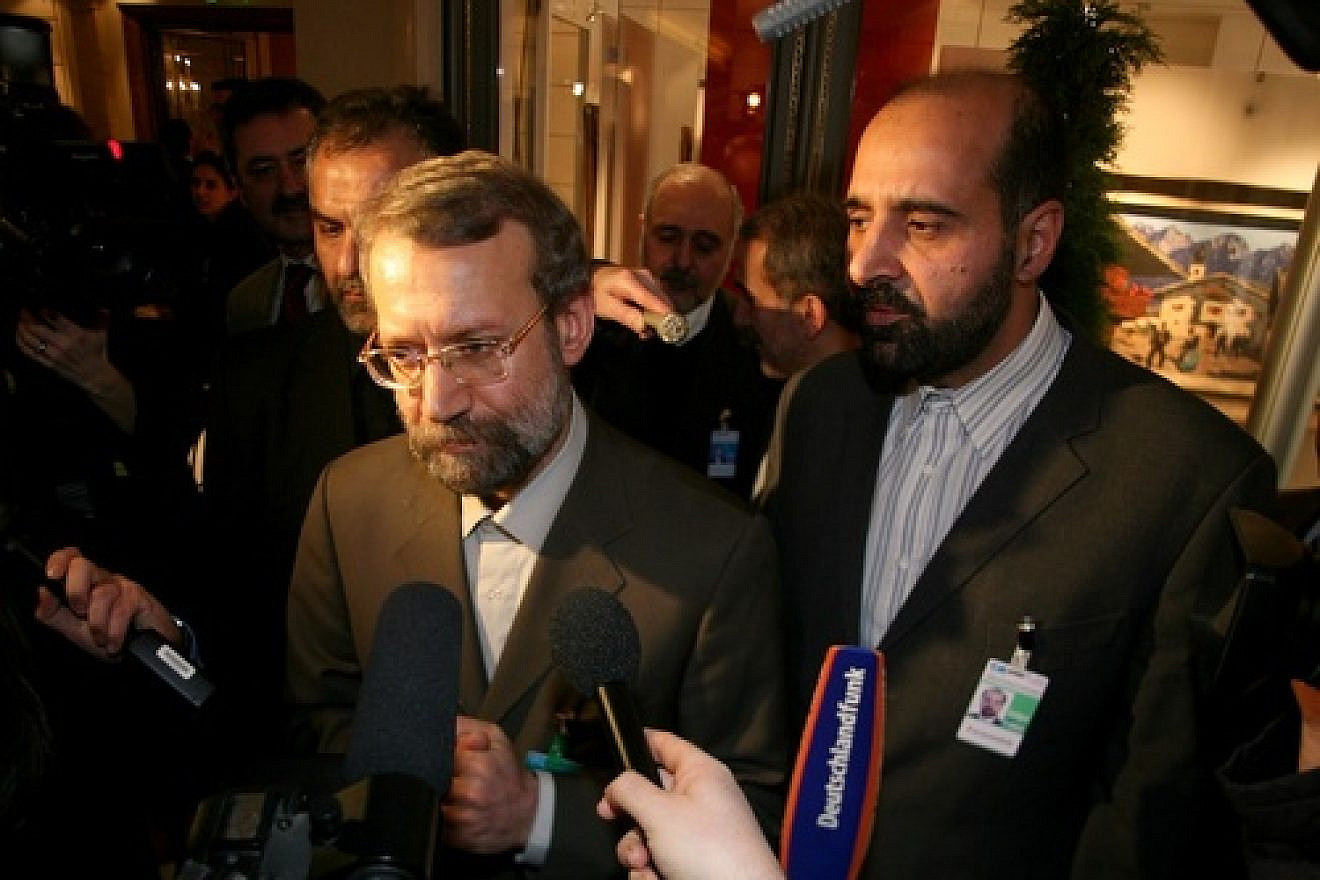 Asked at the 2007 Munich Security Conference whether he endorsed Mahmoud Ahmadinejad’s denial of the Holocaust, Iranian official Ali Larijani (pictured here answering questions at that conference's press session) answered that it was an “open question” as to whether the Nazi slaughter of the Jews had taken place. Larijani's statement indicates that the real challenge in the Middle East is ideology, writes JNS.org columnist Ben Cohen. Credit: Sebastian Zwez.