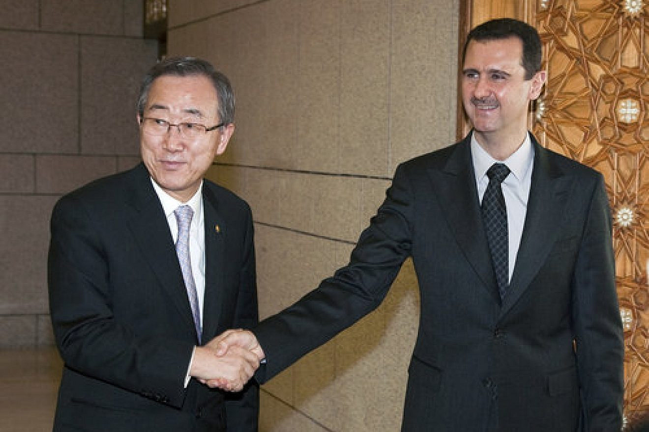 United Nations Secretary-General Ban Ki-moon (left) meets with Syrian President Bashar Assad. Credit: U.N. Photo/Eskinder Debebe.