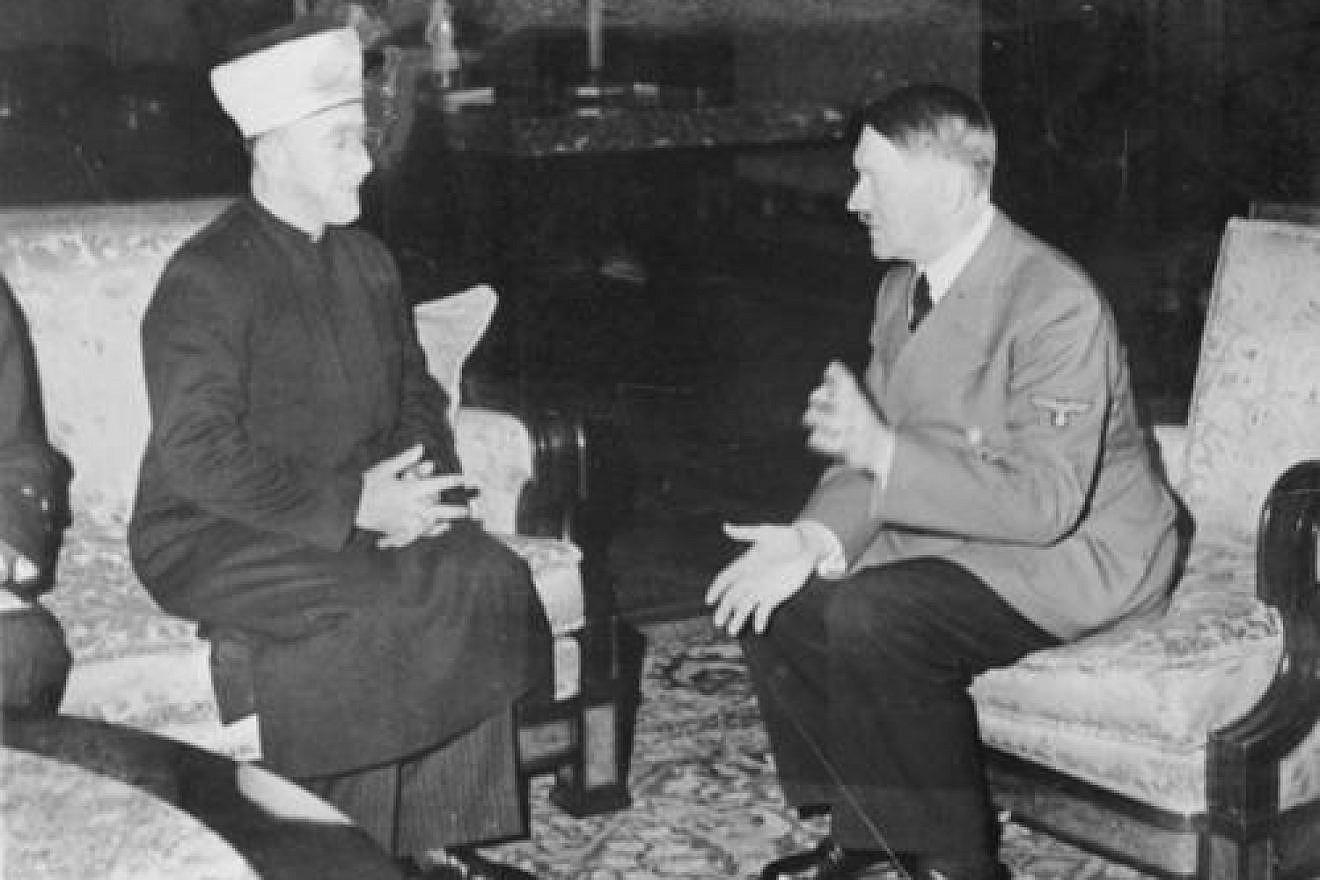 The Mufti of Jerusalem, Haj Amin al-Husseini, meets with Adolf Hitler in 1941. Credit: German Federal Archives via Wikimedia Commons.