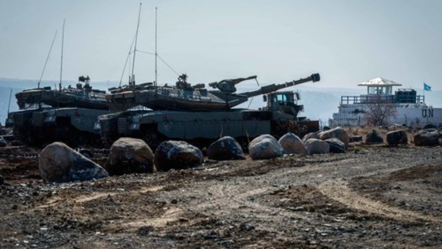 The Israel Defense Forces patrols the Israeli-Syrian border in the Golan Heights on Nov. 27, 2017, after the Islamic State shot over the border into Israel. Credit: Basel Awidat/Flash90.