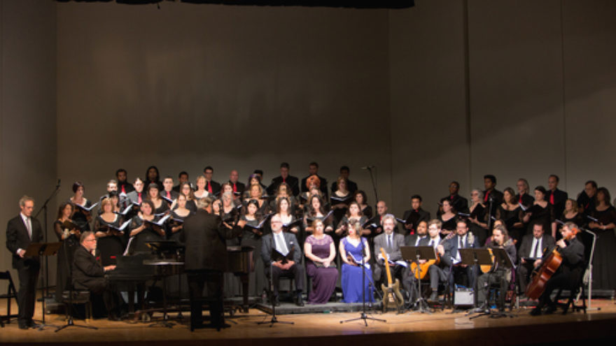 A performance of Neely Bruce’s oratorio, “Circular 14: The Apotheosis of Aristides,” named after Aristides de Sousa Mendes's issuing of thousands of lifesaving visas to Jewish and non-Jewish refugees against the Portuguese government’s “Circular 14,” which made it illegal for Holocaust refugees to pass through Portugal. Credit: Courtesy of the Sousa Mendes Foundation.