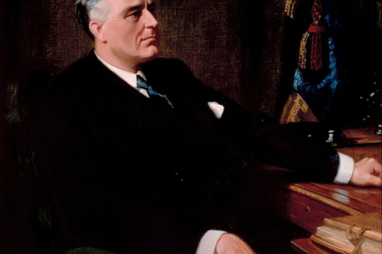 A portrait of President Franklin D. Roosevelt, whose administration oversaw America's response to the Holocaust. Credit: Franklin O. Salisbury via Wikimedia Commons.