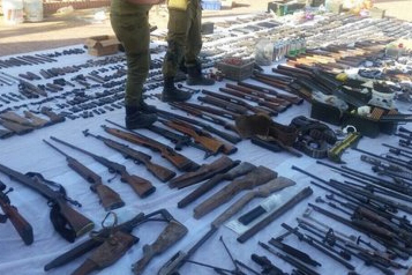 A large Palestinian weapons cache confiscated by Israel police. Credit: Israel Police.