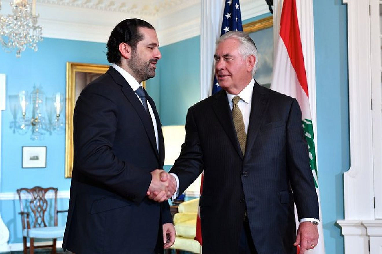 U.S. Secretary of State Rex Tillerson (right) shakes hands with Lebanese Prime Minister Saad Hariri before their bilateral meeting in Washington, D.C., on July 26, 2017. Credit: U.S. State Department.