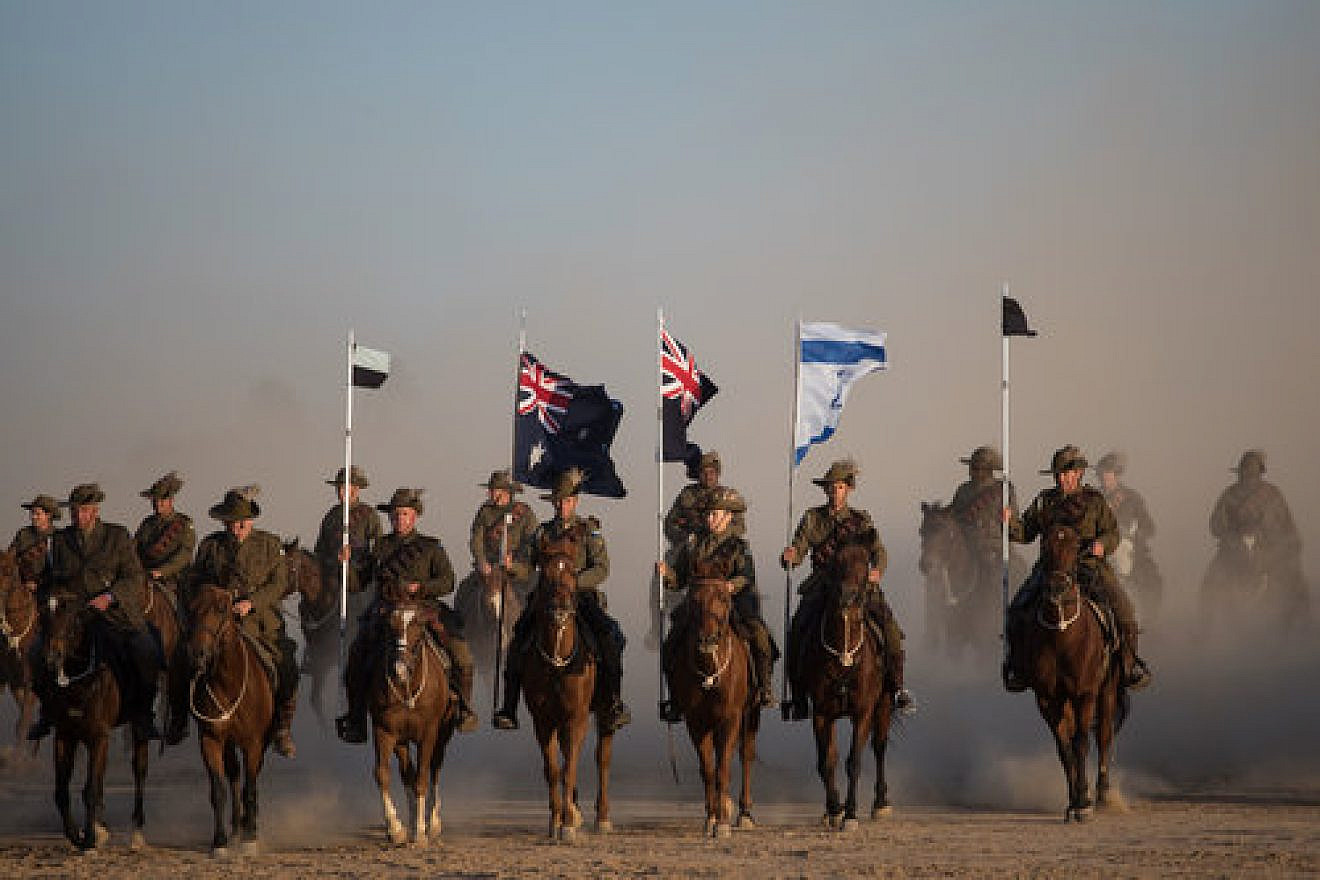 On Oct. 31, horse riders from Australia and New Zealand participate in a World War I reenactment at Israel’s Be’er Sheva River National Park, as part of events commemorating the 100th anniversary of the liberation of Be’er Sheva by the Australian and New Zealand Army Corps. Credit: Hadas Parush/Flash90.