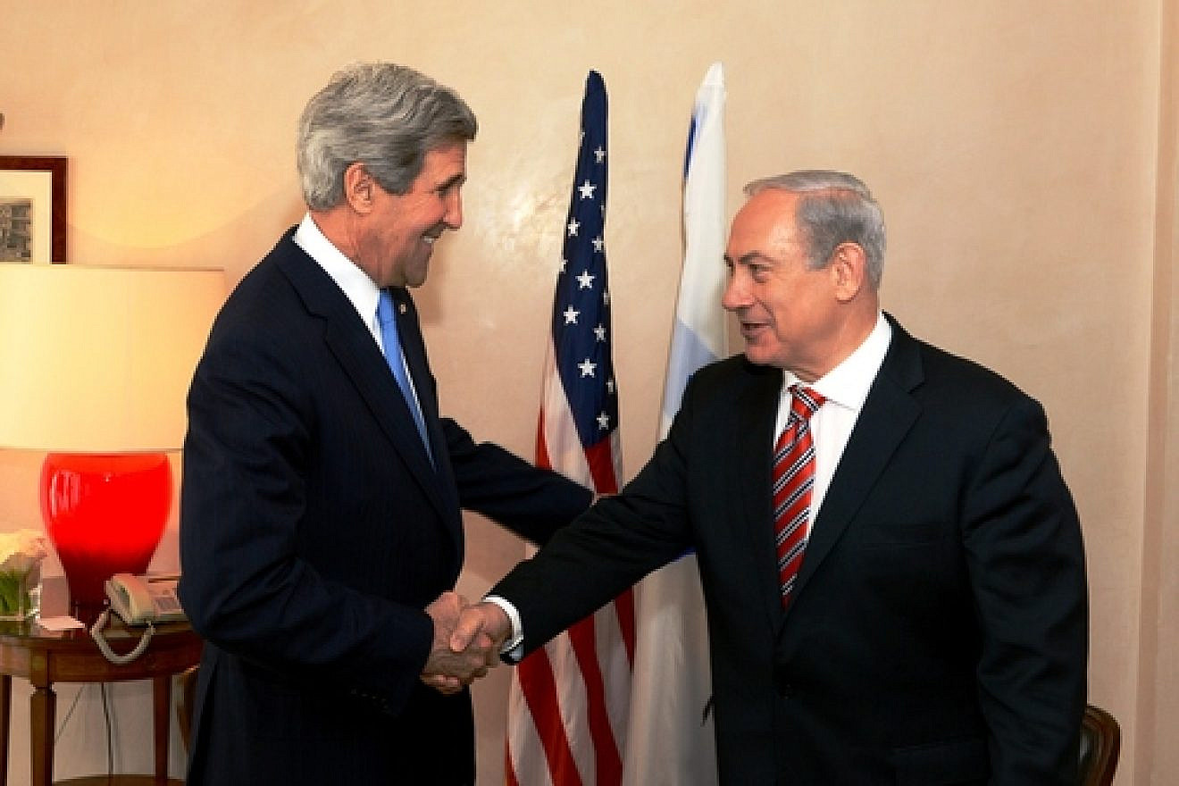 U.S. Secretary of State John Kerry meets with Israeli Prime Minister Benjamin Netanyahu in Jerusalem on April 9, 2013. Kerry has made seven trips to the Middle East this year to push U.S.-brokered Israeli-Palestinian conflict negotiations. Credit: U.S. State Department.