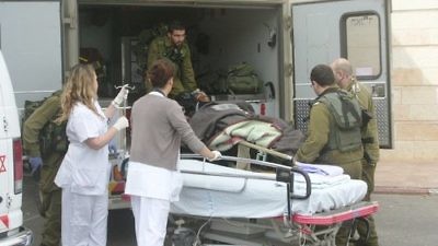 A wounded Syrian refugee arrives for treatment at Ziv Medical Center in Israel’s northern city of Safed. Credit: Ziv Medical Center.