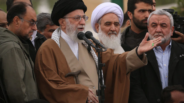 Iranian Supreme Leader Ayatollah Ali Khamenei speaks in Iran's Kermanshah Province in November 2017. Credit: Khamenei.ir via Wikimedia Commons.
