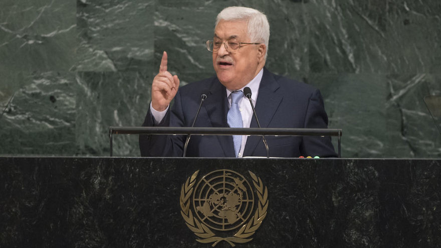 Palestinian Authority leader Mahmoud Abbas addresses the general debate of the U.N. General Assembly on Sept. 20, 2017. Credit: U.N. Photo/Cia Pak.