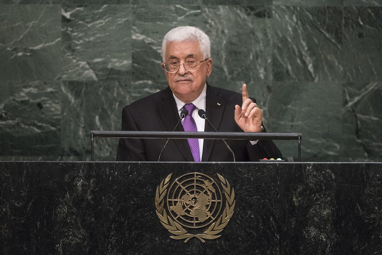 Palestinian Authority leader Mahmoud Abbas addresses the U.N. General Assembly in September 2015. Credit: U.N. Photo/Cia Pak.