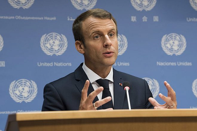 French President Emmanuel Macron addresses a press conference at the United Nations on Sept. 19, 2017. Credit: U.N. Photo/Kim Haughton.