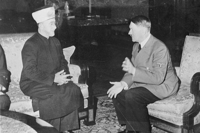 Grand Mufti of Jerusalem Haj Amin al-Husseini (left) meets with Adolf Hitler in 1941. Credit: German Federal Archives.