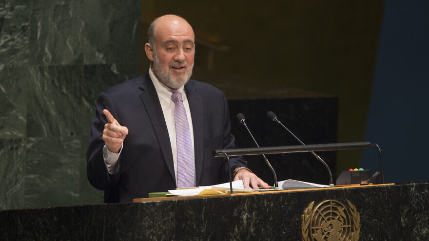 Ron Prosor (pictured), Israel's former ambassador to the United Nations, addresses the U.N. General Assembly in January 2015. Credit: U.N. Photo/Eskinder Debebe.