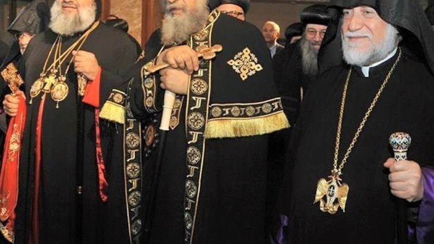Egyptian Coptic Christian leaders, including Pope Tawadros II (center). Credit: Wikimedia Commons.