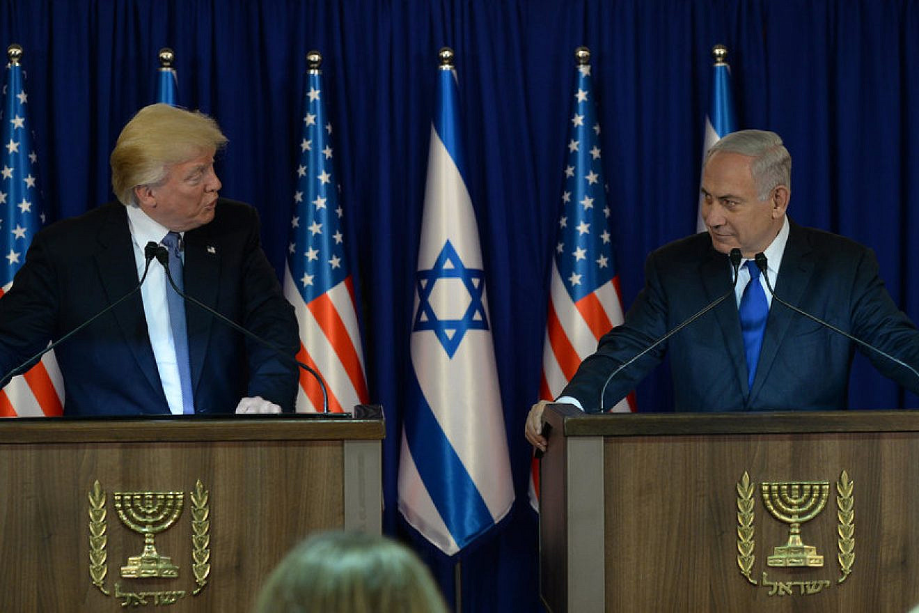 U.S. President Donald Trump and Israeli Prime Minister Benjamin Netanyahu at a joint appearance in Jerusalem on May 22, 2017. Credit: Haim Zach/GPO