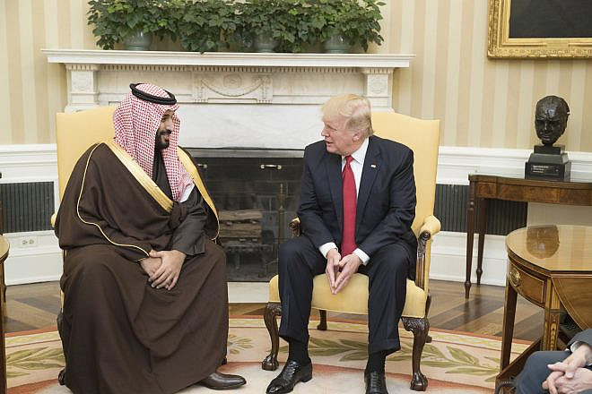 U.S. President Donald Trump meets with Saudi Arabia's Crown Prince Mohammad bin Salman at the White House on March 14, 2017. Official White House photo by Shealah Craighead.