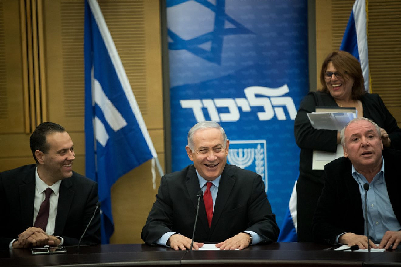 Israeli Prime Minister Benjamin Netanyahu at a Likud Party meeting in the Knesset on Feb. 26, 2018. Credit: Yonatan Sindel/Flash90.