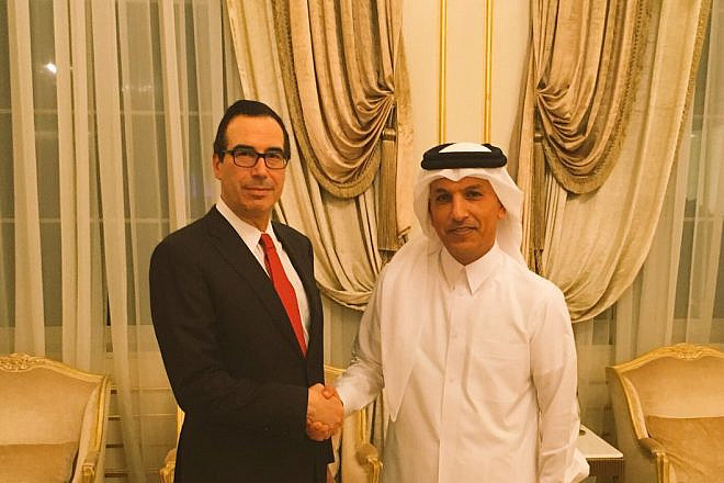U.S. Treasury Secretary Steven Mnuchin  meeting with Ali Shareef al Emadi, Qatari Minister of Finance. Credit: Twitter.