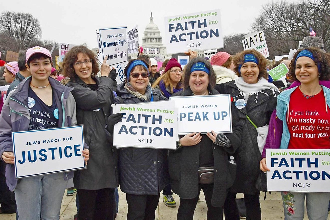 Members of the National Council of Jewish Women taking part in the Women’s March on Washington following the inauguration of U.S. President Donald Trump, on Jan. 21, 2017. Credit: National Council of Jewish Women via Facebook.