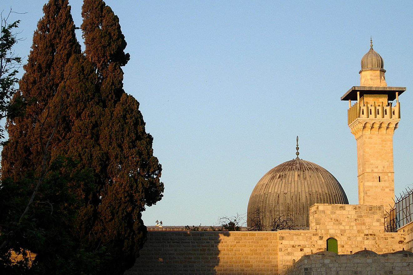 The Al-Aqsa mosque in the Temple Mount compound, as seen from the Western Wall Plaza. Credit: Wikimedia Commons/Mark A. Wilson (Department of Geology, The College of Wooster).