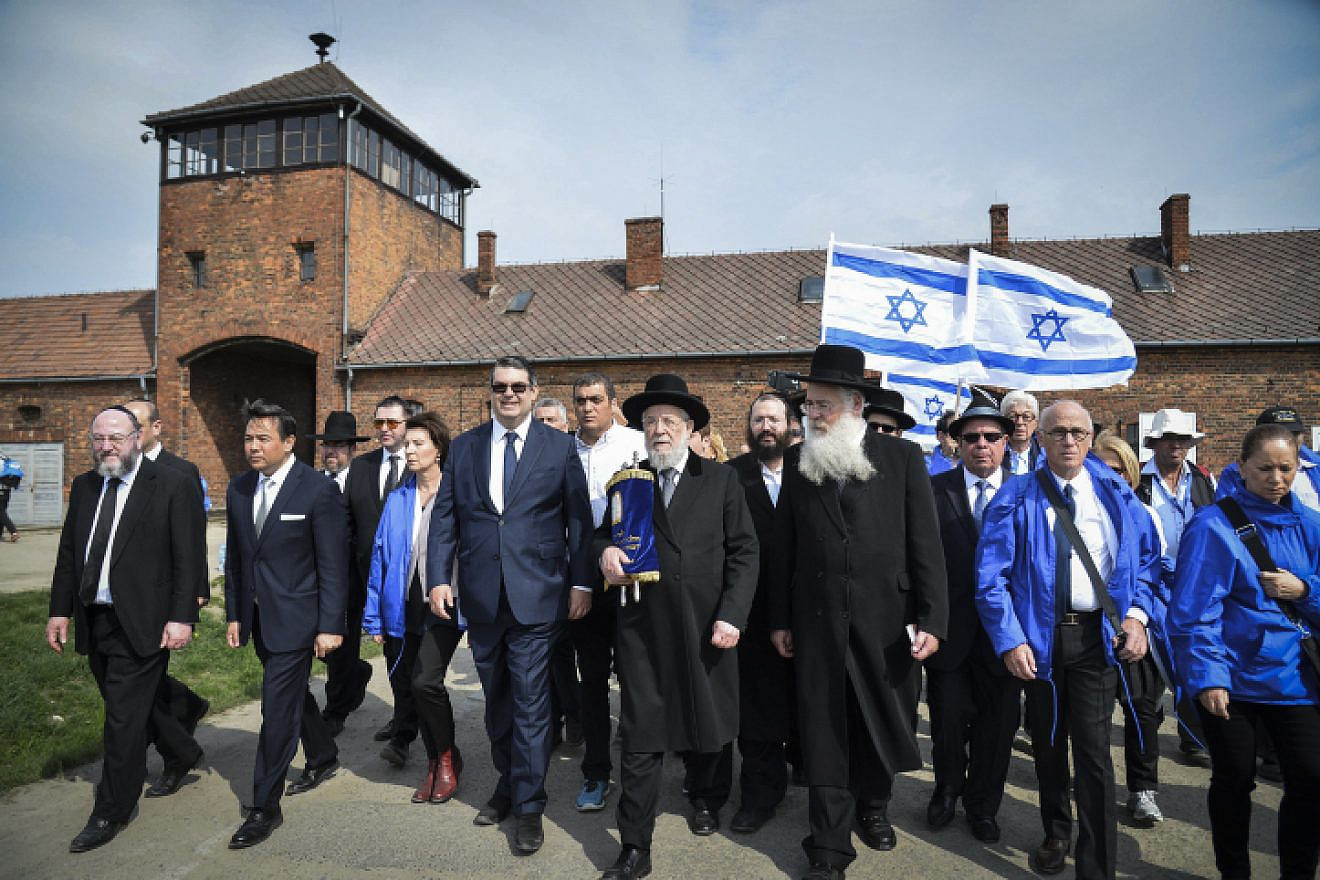 Jews from all over the world participate in the annual “March of the Living” program on the grounds of Auschwitz-Birkenau in Poland, as Israel marks annual Holocaust Memorial Day on April 16, 2015. Photo by Yossi Zeliger/Flash90.