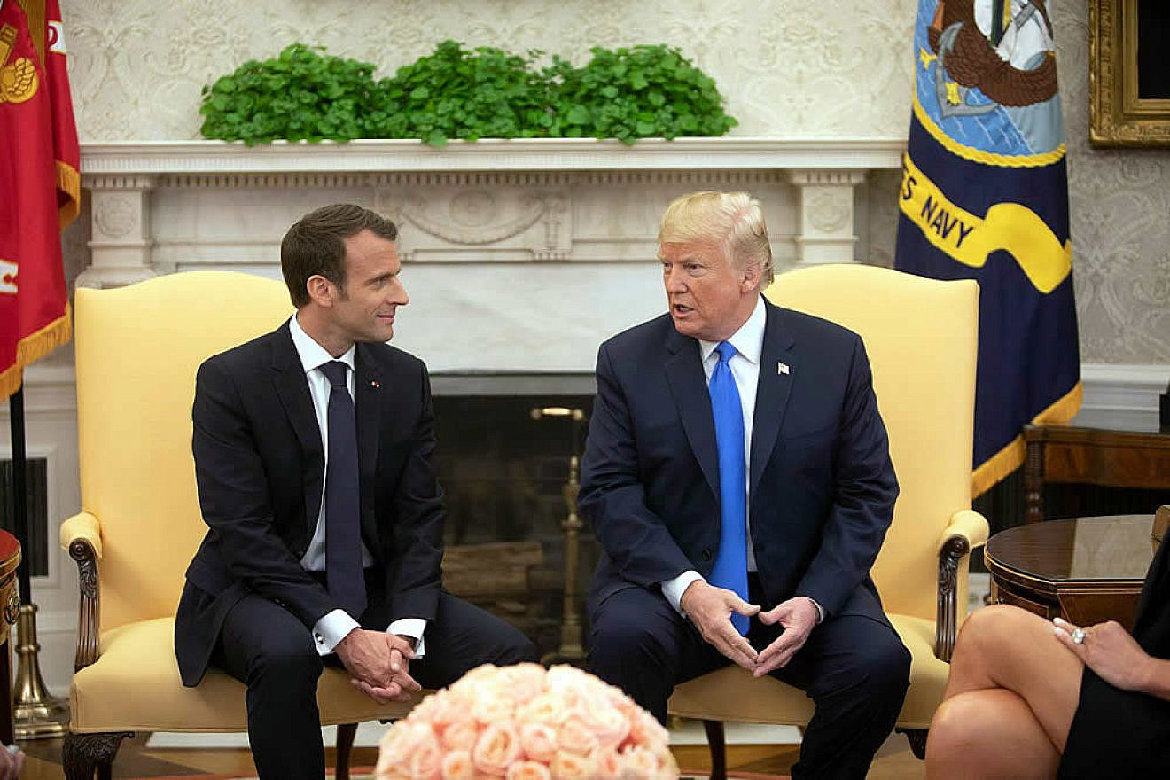 U.S. President Donald Trump and French President Emmanuel Macron at the White House on April 24, 2018. Credit: White House Photo by Shealah Craighead.