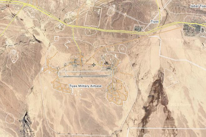 The Syrian Tiyas Military Airbase, also known as the T-4 Airbase, in Homs Province. Source: Screenshot via Wikimapia.