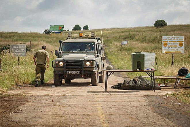 Israeli troops patrol the Israeli-Syrian border on Aug. 3, 2020. Photo by Basel Awidat/Flash90.