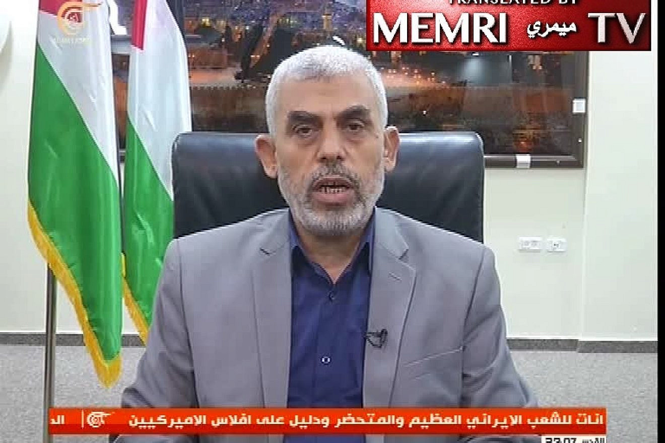 Hamas leader in Gaza Yahya Sinwar in an interview with the Lebanese Al-Mayadeen TV channel on May 21, 2018. (MEMRI)
